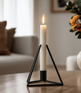 Premium <b>Black</b> Metal Triple Candle <b>Holder</b> Stand Modern Geometric Taper <b>Candlestick</b> Decorative Tabletop Home Dining Decor Elegance - Product Image 6