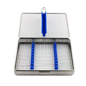 Cestas de malla de acero inoxidable con inserto de silicona, recipientes y cestas de esterilización, cesta de malla oftálmica con tapa - Product Image 1
