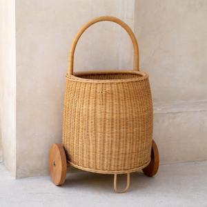 Cesta con ruedas para bebé, maleta con ruedas, cesta de almacenamiento, carrito rodante de ratán, accesorio para guardería - Product Image 2