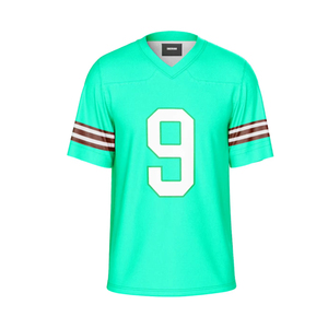 Custom Green American Football Jersey V-Neck Short Sleeve Sublimated Print Breathable Mesh Moisture Wicking Polyester Unisex - Product Image 1
