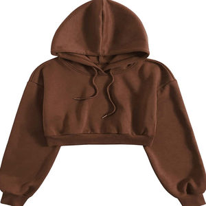 Sudadera Corta Informal de Poliéster Antiarrugas para Mujer, Sudadera con Capucha y Bordado de Insignia Personalizada, Ropa Urbana para Todas las Temporadas - Product Image 1
