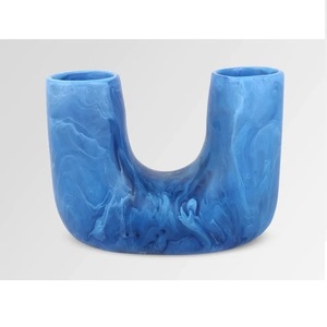 Handicraft Home Luxury Handicraft Blue Resin Eco-Friendly Modern Floral Vase Centerpiece for Home <b>Dining</b> <b>Table</b> Wedding Decor - Product Image 2