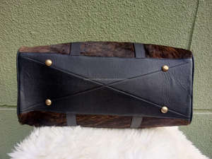 Sac de voyage en cuir de vachette personnalisé avec poils, sac de week-end, sac de sport, fermeture éclair de luxe, portable LHDB-0119 - Product Image 6