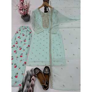 Hermosa ropa de fiesta, parte superior inferior y elegante Dupatta XL, talla - Product Image 3