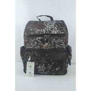 Sac à dos décontracté unisexe en cuir de vachette véritable fait main de style bohème avec fermeture éclair imperméable - Product Image 1