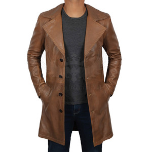 Premium Quality <b>Men's</b> <b>Long</b> Leather <b>Coat</b> Waterproof & Eco-Friendly Winter Warmth Soft Durable Material Stylish Modern Look - Product Image 2