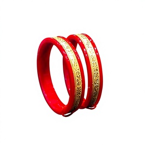 Traditional 22K Solid <b>Gold</b> Pola <b>Bangles</b> for Women Ethnic Red Coral <b>Gold</b> Plated Jewelry <b>Set</b> for Bridal and Festive Wear - Product Image 1