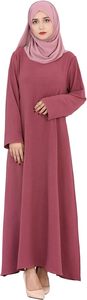 Women Modest Abaya Long Sleeve Round Neck Maxi Dress Solid Color Breathable Loose Fit Daily Wear Middle East Style - Product Image 4