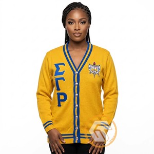 Cardigan d'hiver personnalisé en acrylique brodé Sigma Gamma Rho, col en V, décontracté, de haute qualité, respirant, pour femmes grecques de sororité - Product Image 1