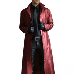 HARAZ INTERNATIONAL <b>Men's</b> <b>Long</b> Genuine Leather Trench Coat Turn-Down Collar Waterproof Formal Winter <b>Jacket</b> Single Breasted - Product Image 2
