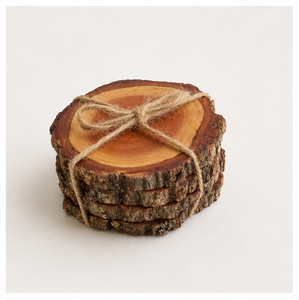 Premium Handcrafted Wood <b>Log</b> Coasters With Natural Bark Edge Eco-Friendly Heat Resistant Rustic Wood Slices For Home Restaurant - Product Image 1