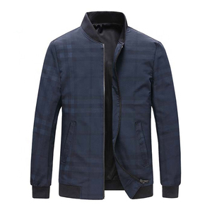 Chaqueta bomber a cuadros para hombre con cuello alto, informal, con cremallera, a prueba de viento, para otoño. - Product Image 1