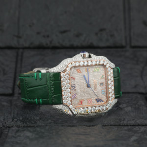 นาฬิกาข้อมือเชิงกลคุณภาพสูงหน้าปัดสีเย็นครึ่งนิ้ว VVS Moissanite นาฬิกาเพชรทันสมัยพร้อมปฏิทินสายสแตนเลส - Product Image 3