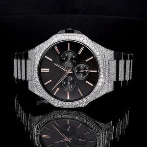 Reloj de Diamantes Personalizado con Correa de Acero Inoxidable, Diamantes Moissanite/Cultivados en Laboratorio, Esfera de Cristal de Zafiro, Reloj de Lujo Unisex - Product Image 3