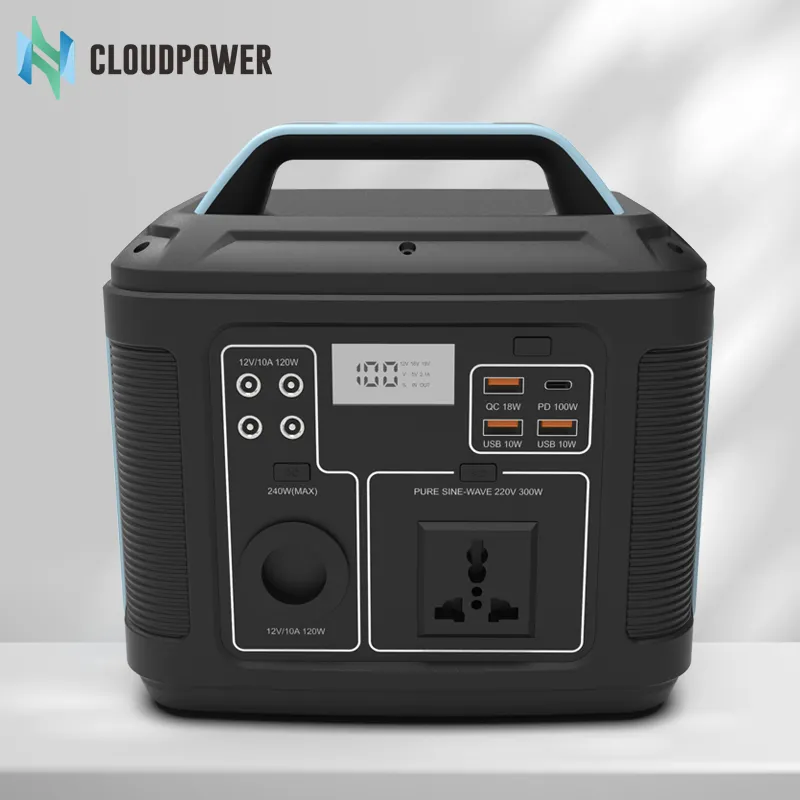 CloudPowa yeşil pil 300W 500W açık kamp çekim için güneş ile taşınabilir güç istasyonu