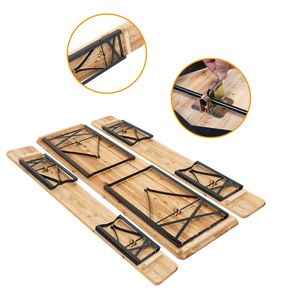 Portable Outdoor Folding Picnic Table <b>Bench</b> <b>Set</b> 3PCS Patio <b>Dining</b> Furniture <b>with</b> Wooden Top and Steel Frame - Product Image 4
