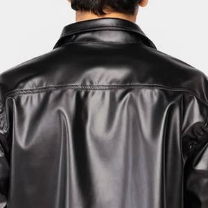 เสื้อเชิ้ตหนังผู้ชายสำหรับฤดูหนาว ขายส่ง ปักโลโก้ได้ตามต้องการ ติดกระดุม แฟชั่นทันสมัย ราคาไม่แพง รับผลิตแบบ OEM และ ODM - Product Image 5