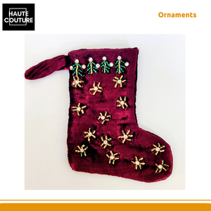 Fabriqué en Inde, chaussettes brodées à la main, ornements suspendus festifs en velours perlé pour la décoration de la maison à un prix excellent - Product Image 4