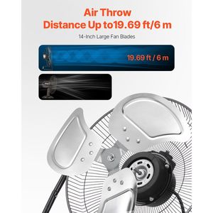 Ventilatore industriale ad alta velocità da 14 pollici con ventilatore a pavimento inclinabile a 3 velocità regolabile a 360 gradi - Product Image 4