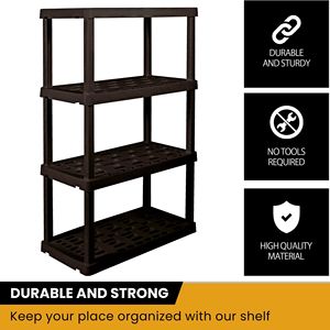 Estantería de Almacenamiento para Garaje, 4 Niveles, Plástico, 36'' de Ancho x 18'' de Profundidad x 56'' de Alto, Color Negro, Capacidad de 600 lb - Product Image 4