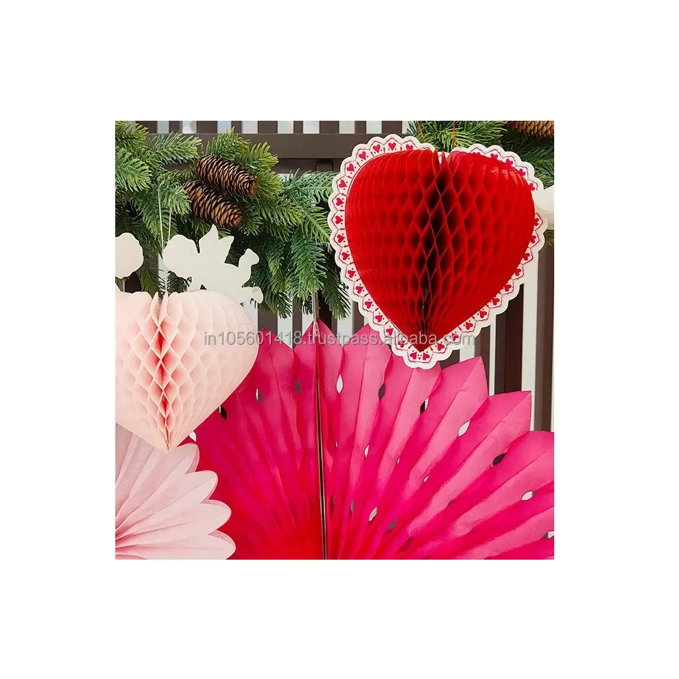 High on Demand Heart Decoration Paper Honey Comb Decorations for Wedding Supplies Valentine's day from India
