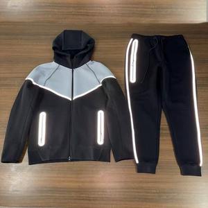 OEM 2026 Ensemble de survêtement décontracté pour femme, 2 pièces, en polaire technique réfléchissant délavé à l'acide, uni et réversible, comprenant un sweat à capuche léger et un pantalon - Product Image 4