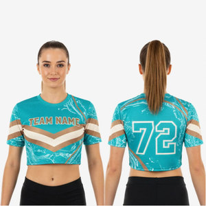 Maillot de cheerleading court personnalisé OEM pour femmes, design pour fans, en maille, pour équipes universitaires, chemises de cheerleading brodées - Product Image 5
