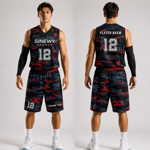 ชุดเสื้อบาสเก็ตบอลผู้ชาย SINEWY SPORTS ลายพราง แขนกุด คอวี ระบายเหงื่อได้ดี ทรงแอธเลติก ผลิตจากโพลีเอสเตอร์ 100% - Product Image 1