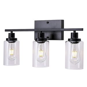 Modern 3-<b>Light</b> Wall <b>Sconce</b> with Clear Glass Shade for Bathroom Vanity and Living Room Porch Mounted <b>Light</b> Fixture - Product Image 4