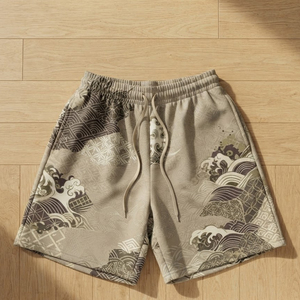 Shorts de bain sublimés pour hommes avec cordon de serrage à la taille, longueur mi-cuisse, style décontracté, sublimation, 100% polyester respirant - Product Image 1