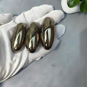 Pyrite Premium Shiva Lingam Faite à la Main, Cristal de Guérison Ovale Feng Shui pour l'Attraction de la Richesse, la Méditation et les Cadeaux d'Affaires - Product Image 1