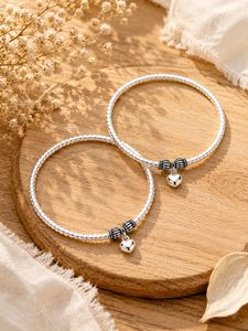 Tobillera Hecha a Mano con Cuentas de Plata y Dije de Corazón para Mujeres y Niñas, Joyería de Moda - Product Image 3