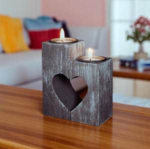 Porte-bougie en forme de cœur en bois pour la Saint-Valentin, décoration de la maison - Product Image 4