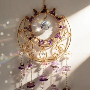 Magnifique attrape-soleil en métal en forme de fleur, or et violet, avec cristaux, pour la maison, le jardin, la fenêtre, décoration suspendue, article cadeau, élégant et luxueux - Product Image 3