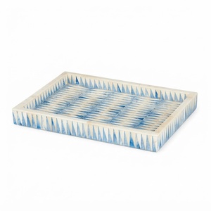Handmade Blue Geometric Bone Inlay Serving <b>Tray</b> Modern <b>Decorative</b> <b>Table</b> Organizer & <b>Coffee</b> <b>Table</b> Accent <b>Tray</b> <b>For</b> Wholesale Home - Product Image 1