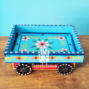 Carrito Decorativo de Madera Pintado a Mano theperfectbazaar, 9x6 Pulgadas, Decoración para Comedor, Regalo de Diwali - Product Image 5