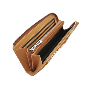Castello Genuine Cowhide Soft Leather Long L-Zipper <b>Wallet</b> Unisex Embossed Logo Polyester Lining 100% QC Inspected Interior Zip - Product Image 4