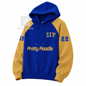 Sudadera personalizada de la hermandad Sigma Gamma Rho con logo bordado en la parte delantera, color azul y dorado, manga corta, de algodón, para mujer. - Product Image 2