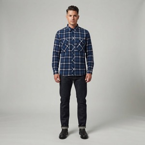 Chemise à carreaux décontractée pour homme en flanelle, collection automne 2026, 100 % coton brossé, respirante, séchage rapide, écologique - Product Image 5