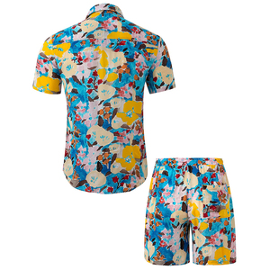 Ensemble d'été tendance décontracté deux pièces : T-shirt à manches courtes et short pour homme, 100 % coton - Product Image 2