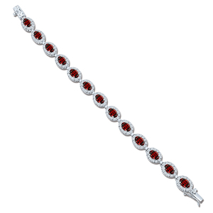 Rhaya Jewels Trendy Oval Rhodium Plated Sterling Silver Tennis <b>Bracelet</b> Wedding Engagement Party Unisex - Product Image 2