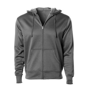 Sweat à capuche pour homme personnalisé, hiver, tissé, vintage, délavé, gris-brun, entièrement zippé, avec double fermeture éclair et motif lettres - Product Image 2