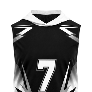 เสื้อฟุตบอลเด็กชายแบบ 7 คน 7 ทีม ไม่มีแขน มีฮู้ด ออกแบบลายพิมพ์แบบ Sublimated  พร้อมสกรีนชื่อและหมายเลขผู้เล่นตามสั่ง - Product Image 3