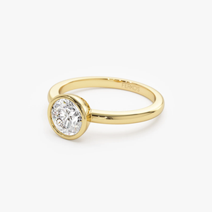 Anillo de compromiso clásico de lujo con diamante de corte brillante redondo de 0.75 quilates en oro amarillo, estilo clásico, piedra natural - Product Image 3