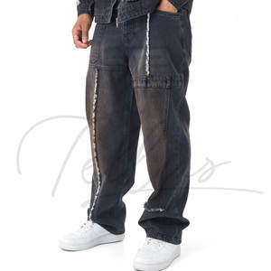Jeans baggy pour hommes personnalisés avec logo OEM, jeans baggy pour hommes très vendus, jeans baggy droits pour hommes personnalisés - Product Image 2