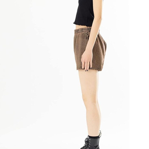 Shorts en jean d'été pour femmes en gros, avec logo personnalisé, taille élastique respirante, 100 % coton, délavage acide, qualité supérieure - Product Image 3