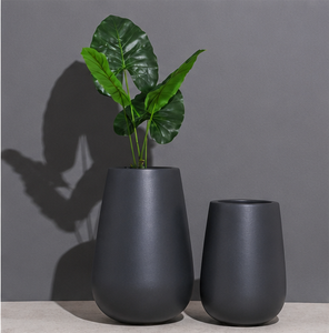 SwamiG TradeX Pot de fleurs moderne en fibre de verre écologique, fait main, enduit de poudre, durable, biodégradable, avec trou de drainage, léger - Product Image 2