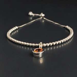 Bracelet à breloques en argent sterling avec pierre de naissance de novembre, citrine, cadeau pour femme - Product Image 3