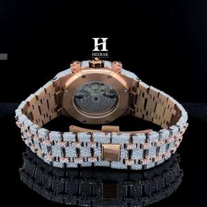 Reloj de Lujo Personalizado para Hombre, con Diamantes, Cronógrafo, Oro Rosa, Diamantes de Laboratorio, Completamente Pavimentado, Resistente al Agua, Reloj de Pulsera de Cuarzo - Product Image 3