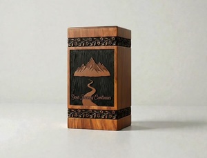 Engraved Mountain Path Wooden Cremation Urn Modern Wood <b>Memorial</b> <b>Keepsake</b> Engraved Mountain Path Wooden Cremation Urn - Product Image 2